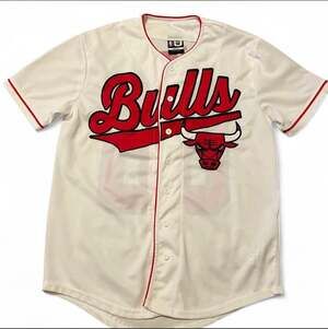 UNK Chicago Bulls #66 White Baseball Style Button-Up Jersey